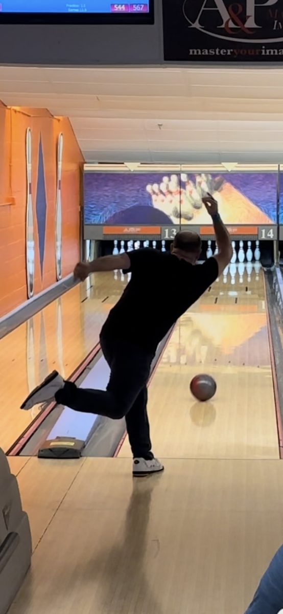 Ray Cyr bowling in the Thursday night league at Vista Lanes. 