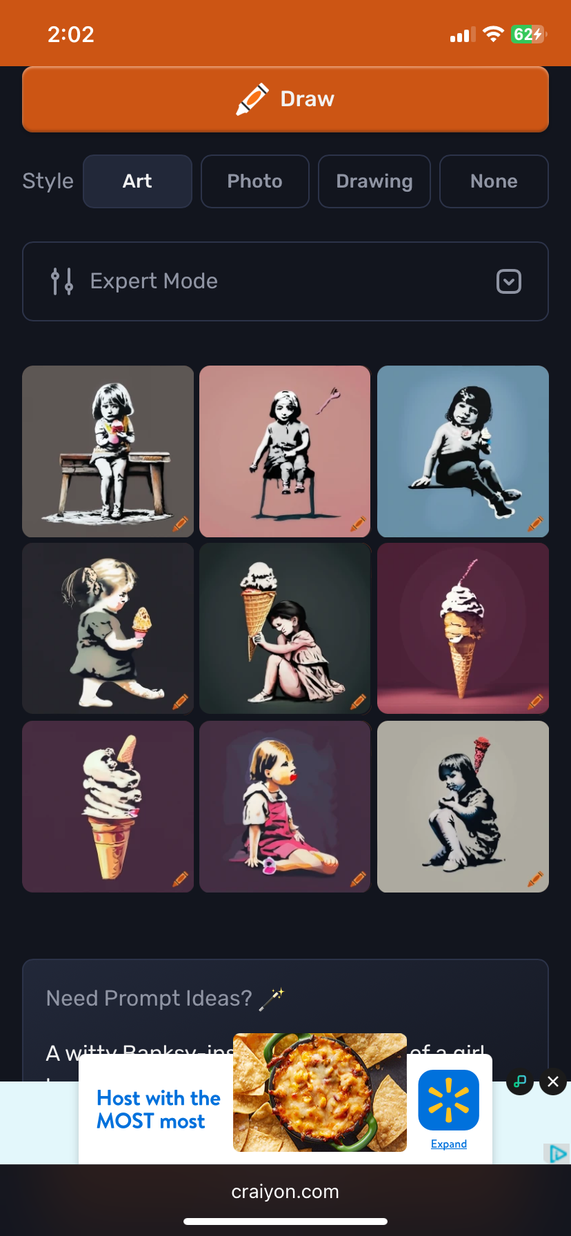 “Girl sitting with ice cream cone, style of Banksy.” A.I. Generated 'Art'
