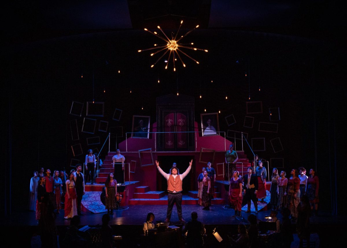 The comet descends upon the cast of New Hartford Masque's spring 2024 musical, Natasha, Pierre, and the Great Comet of 1812, as the show reaches its conclusion.