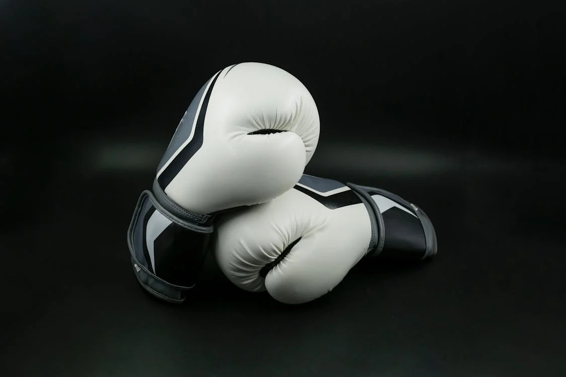 Black and white photo of boxing gloves. Published with permission from Creative Commons 0