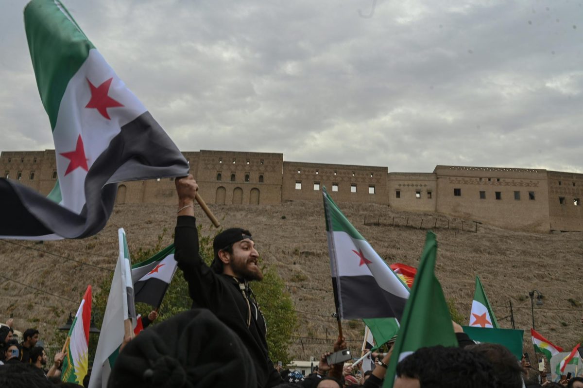 Erbil, Syrian citizens celebrate the fall of Bashar al-Assad's regime in Syria.