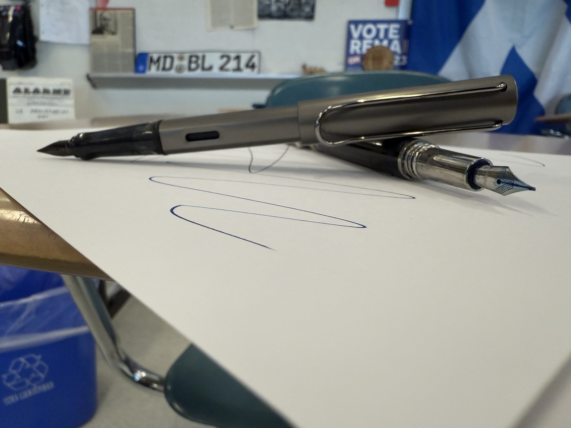 Lamy Lx resting on Montegrappa Espressione