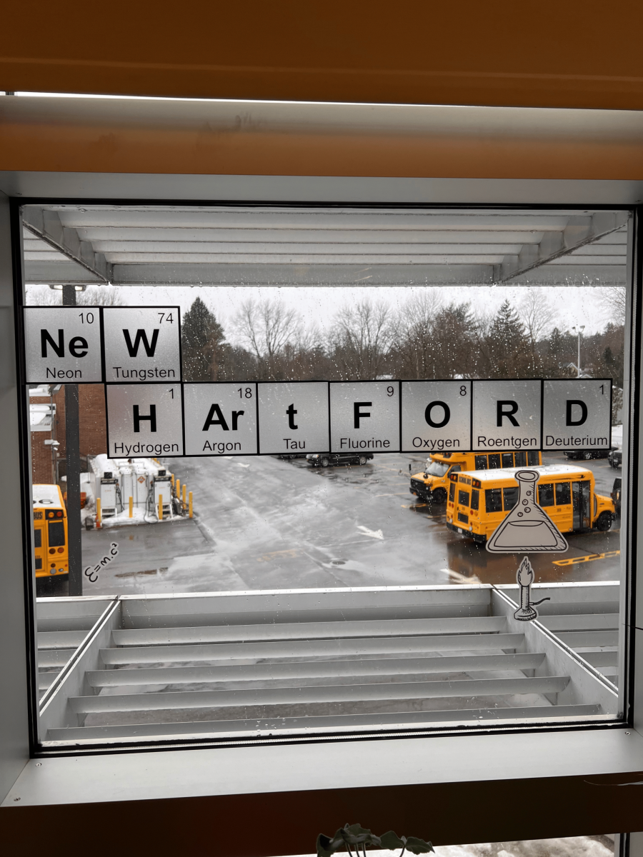 "New Hartford" written in chemical elements found in Ms. Silvestri's room.