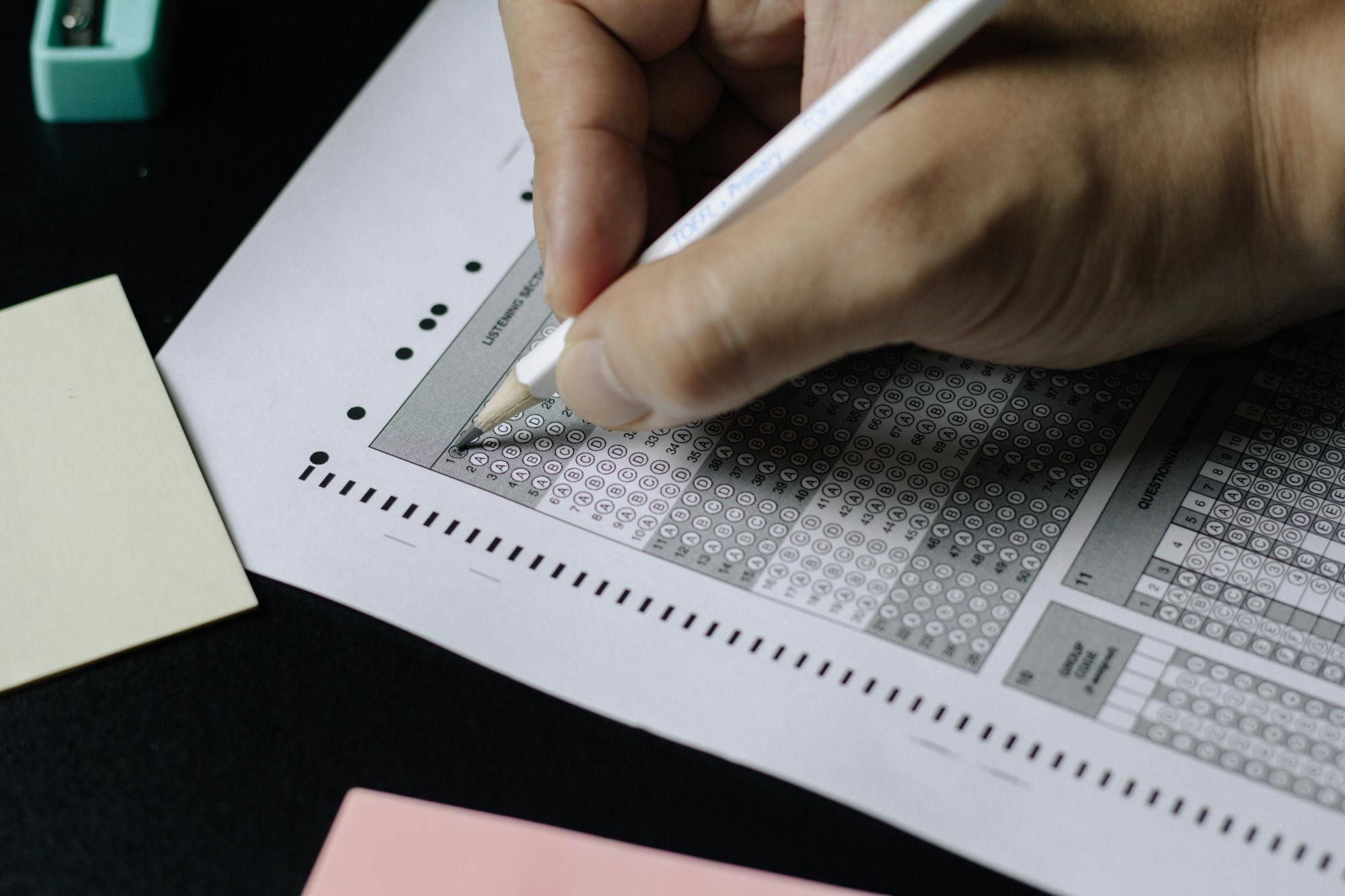 "An image of a test answer sheet"