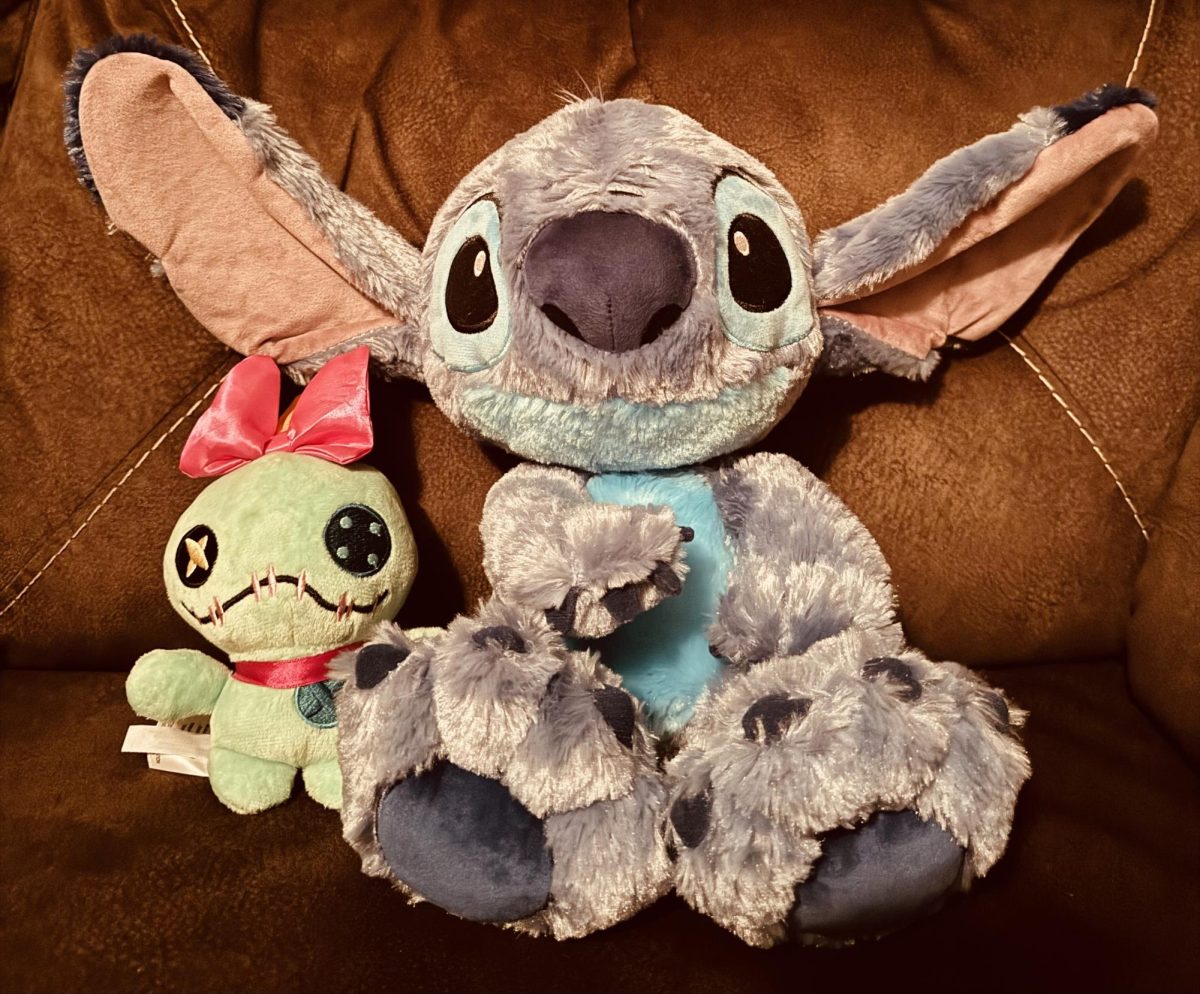 Photo of stuffed animal Stitch and Scrump. 