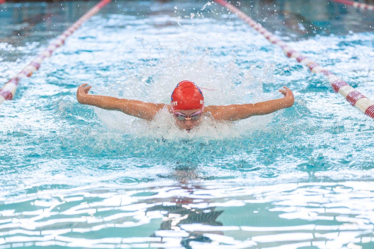 Ella McCarthy competing in the butterfly event in September 2025