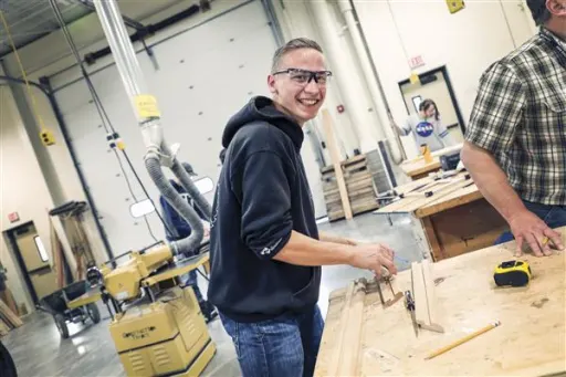 Student learning in the Constructing Trades program. Photo used from the OHM Boces CTE website.