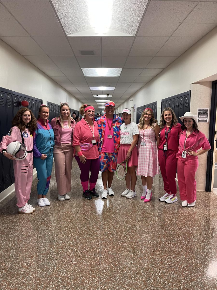 Mathematics Wing on Halloween dressed as Barbies; Submitted by Ms Winfield