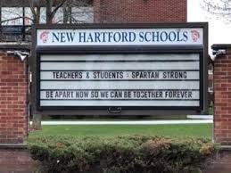 Picture taken outside of New Hartford High School years ago. 