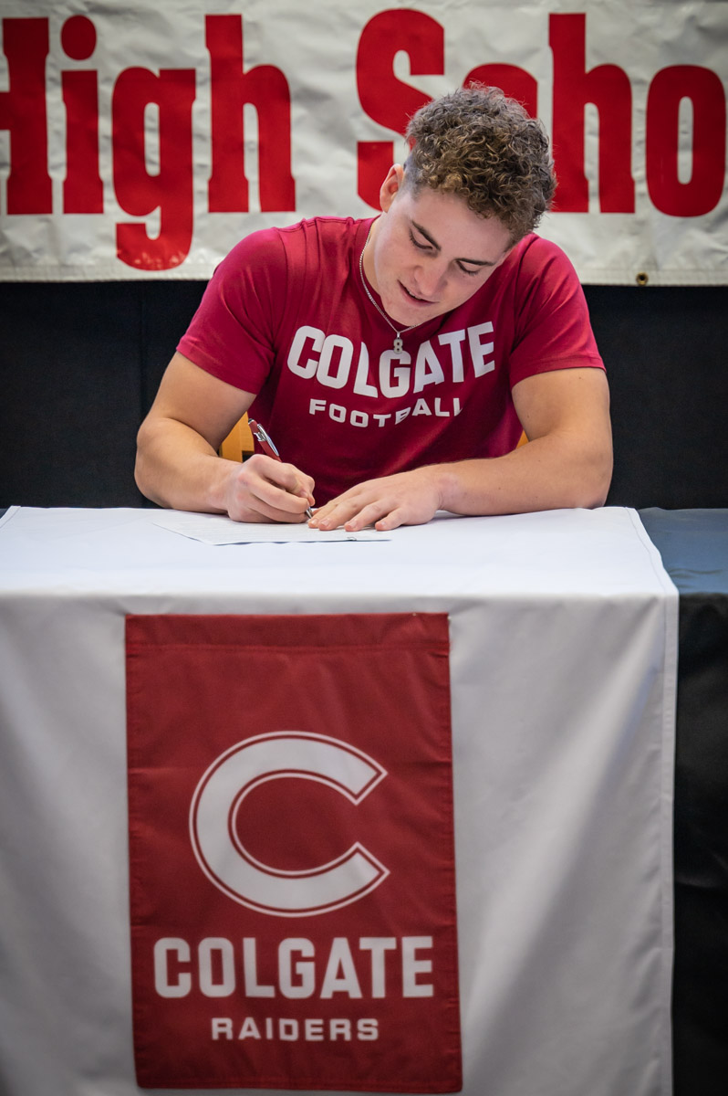 Peyton Way signs letter of intent to play at Colgate University.  Fall 2025.